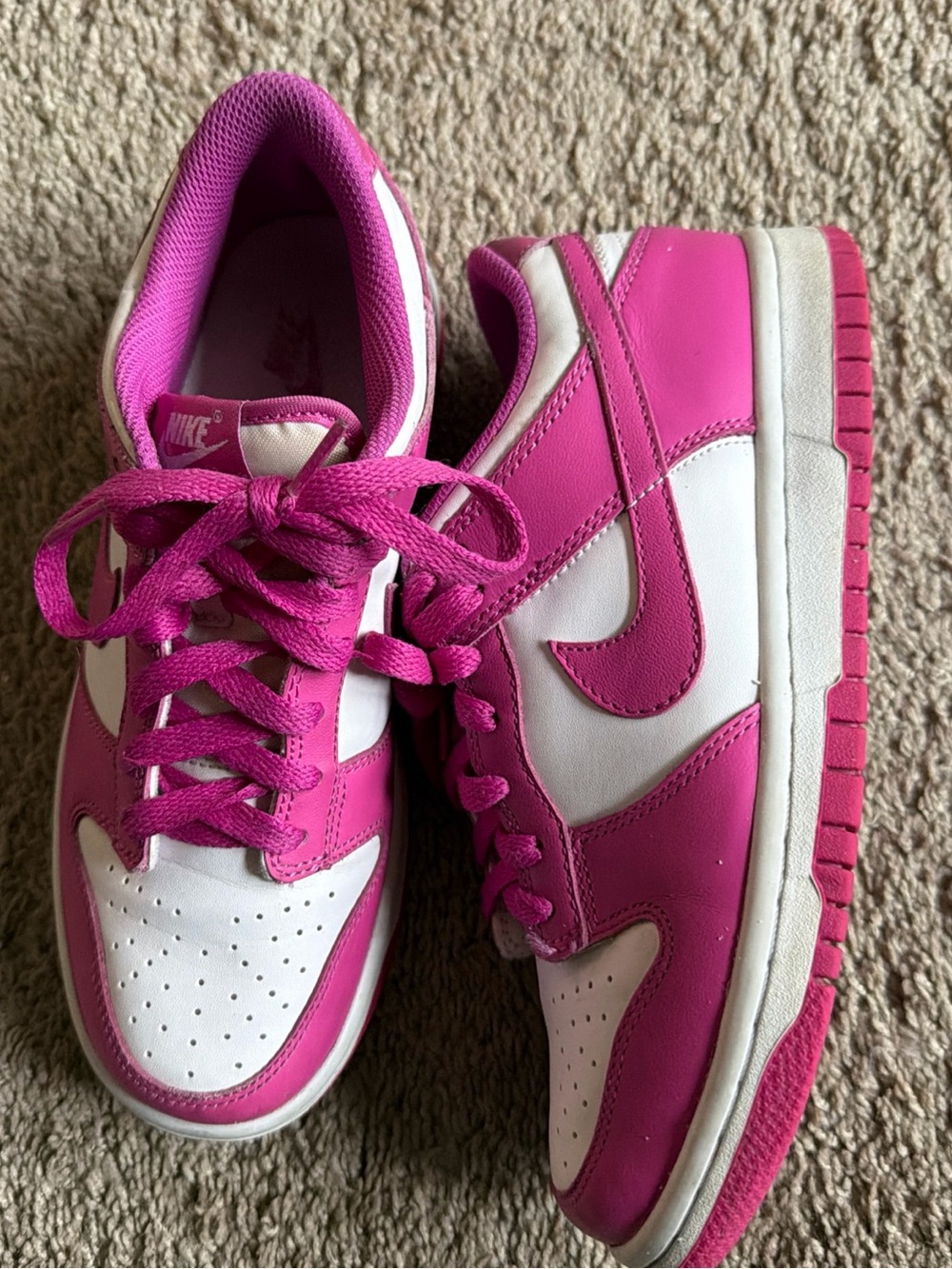 Nike Kids Hot Pink and White Low-Top Sneakers - Picture 3 of 8